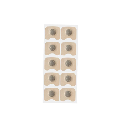 An image with 10 magnetic tabs to refill the premier nasal dilators. The background is transparant. It uses white colors and is focussed on only the product.